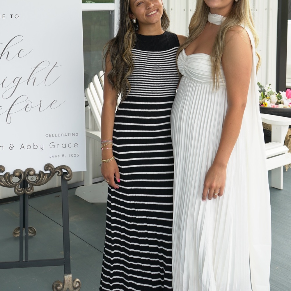 Fancy Boutique - white maxi satin dress with scarf